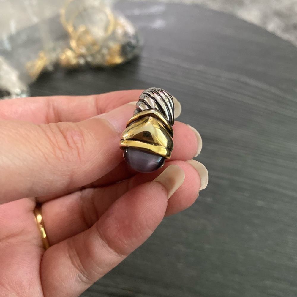 Gold and Silver Pearl Drop Pendant - Women Jewelry